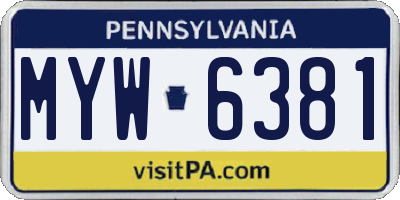 PA license plate MYW6381