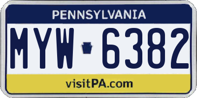 PA license plate MYW6382