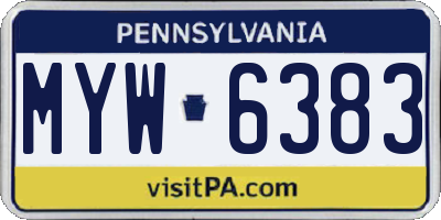 PA license plate MYW6383