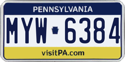 PA license plate MYW6384