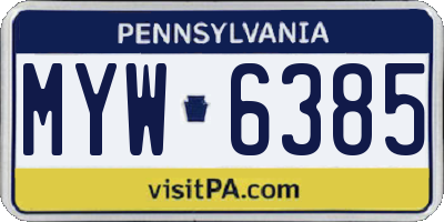 PA license plate MYW6385