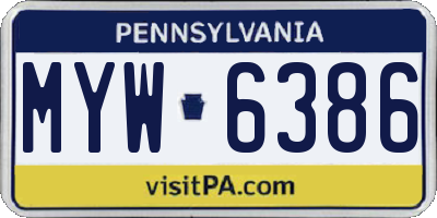 PA license plate MYW6386