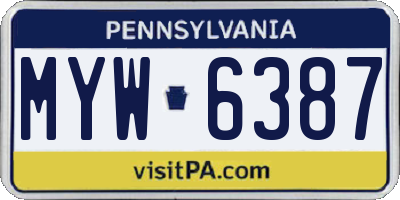 PA license plate MYW6387