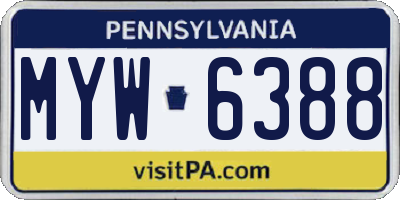 PA license plate MYW6388