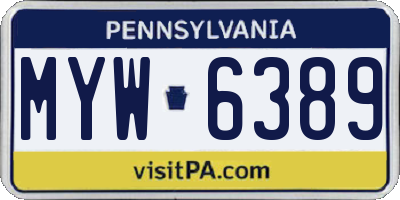 PA license plate MYW6389