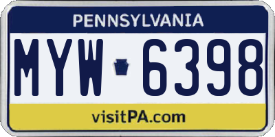PA license plate MYW6398