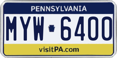 PA license plate MYW6400