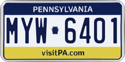 PA license plate MYW6401