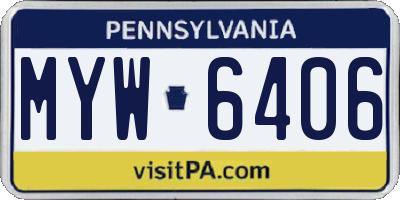 PA license plate MYW6406