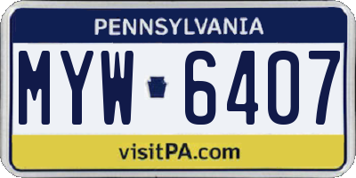 PA license plate MYW6407