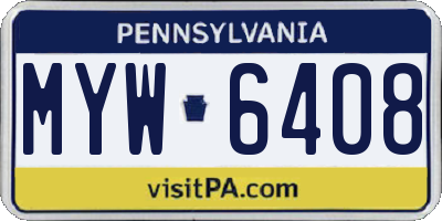 PA license plate MYW6408