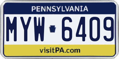 PA license plate MYW6409