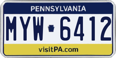 PA license plate MYW6412