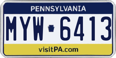 PA license plate MYW6413