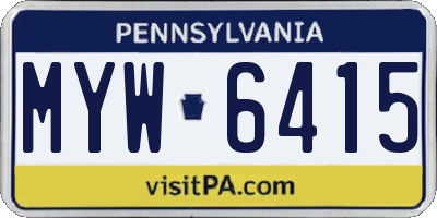 PA license plate MYW6415
