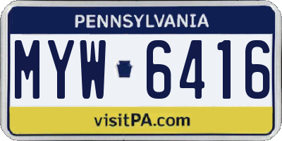 PA license plate MYW6416