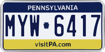PA license plate MYW6417