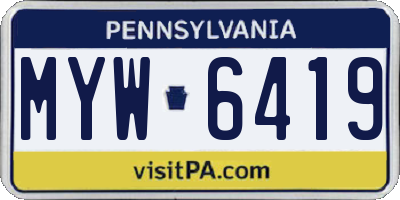 PA license plate MYW6419