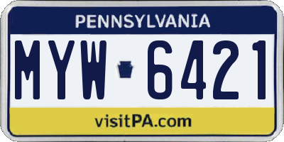 PA license plate MYW6421