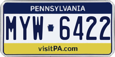 PA license plate MYW6422