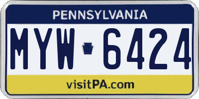 PA license plate MYW6424