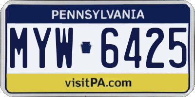 PA license plate MYW6425