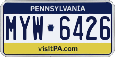 PA license plate MYW6426