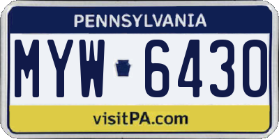 PA license plate MYW6430