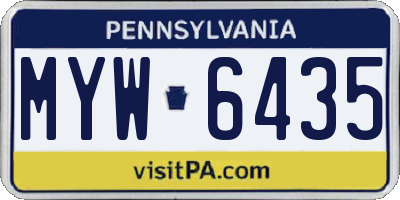 PA license plate MYW6435