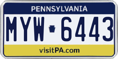 PA license plate MYW6443