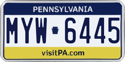 PA license plate MYW6445