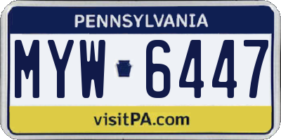 PA license plate MYW6447