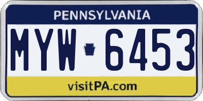 PA license plate MYW6453