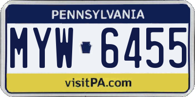 PA license plate MYW6455