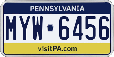 PA license plate MYW6456