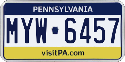PA license plate MYW6457
