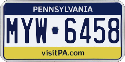 PA license plate MYW6458