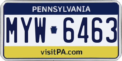 PA license plate MYW6463