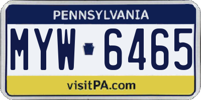 PA license plate MYW6465