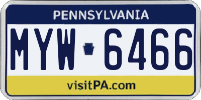 PA license plate MYW6466