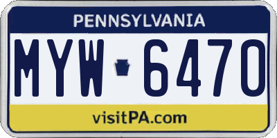PA license plate MYW6470
