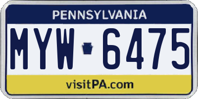 PA license plate MYW6475