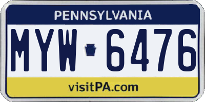 PA license plate MYW6476
