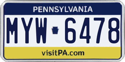 PA license plate MYW6478