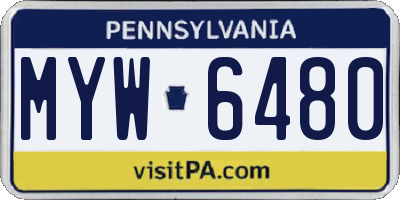 PA license plate MYW6480