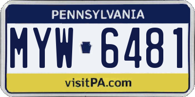 PA license plate MYW6481