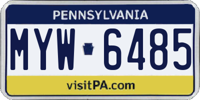 PA license plate MYW6485