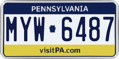 PA license plate MYW6487