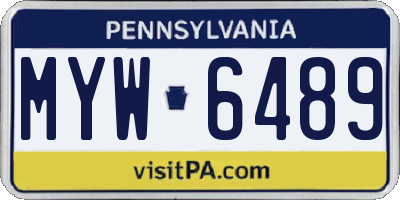 PA license plate MYW6489