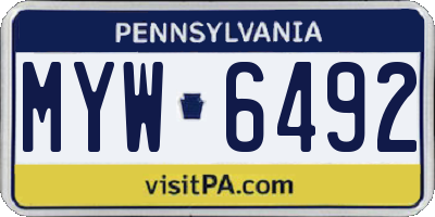 PA license plate MYW6492